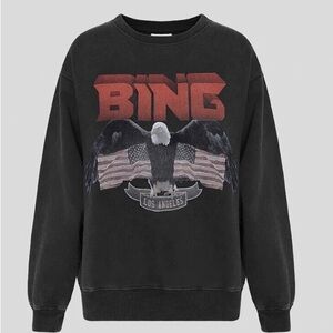 Anine Bing Vintage Los Angeles Black Sweatshirt with Eagle Graphic